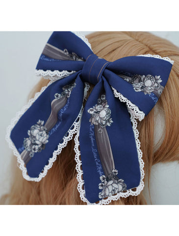 Lolita Headdress Navy Blue Polyester Fiber Headband Bowknot Lolita Hair Accessories