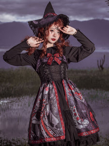 Lolita JSK Dress Black Silver Sleeveless Bows Polyester Cami Lolita Jumper Skirts