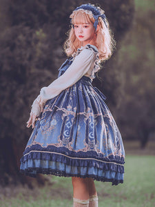 Lolita JSK Dress Navy Polyester Bowknot Sleeveless Lolita Jumper Skirts