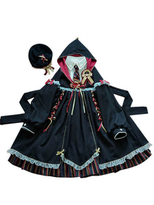 Lolita OP Dress Black Ruffles Long Sleeve Polyester Academic Mahou Shoujo Lolita One Piece Dresses