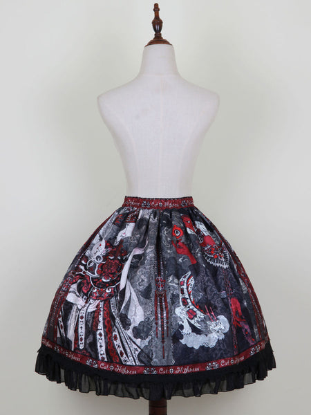Lolita SK Mage Skirt Black Silver Polyester Fiber Sweet Lolita Skirts