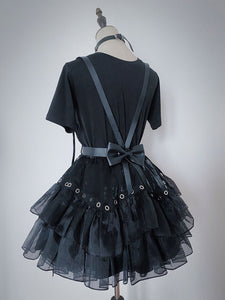 Lolita T Shirt For Women Black Butterfly Pattern Short Sleeves Polyester Gothic Lolita Blouse