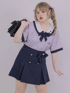 Sanrio Authorized Plus Size Sweet Lolita SK Dress Draped Deep Blue Lolita Skirts