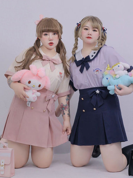 Sanrio Authorized Plus Size Sweet Lolita SK Dress Draped Deep Blue Lolita Skirts