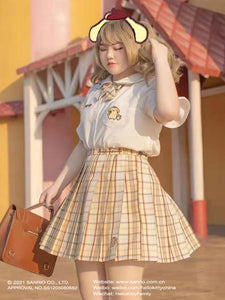 Sanrio Authorized Plus Size Sweet Lolita SK Plaid Pattern Pink Draped Lolita Mini Skirts