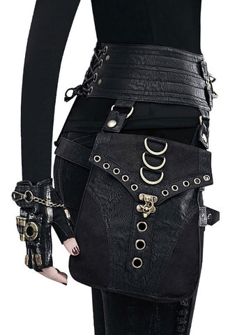 Steampunk Lolita Bag Black PU Leather Metal Details PU Leather Gothic Lolita Accessories