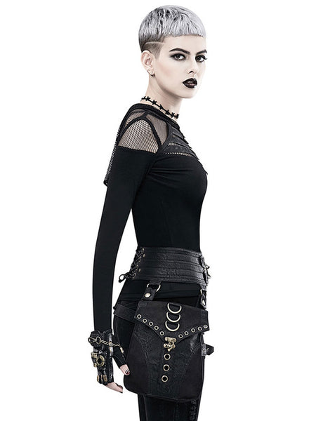 Steampunk Lolita Bag Black PU Leather Metal Details PU Leather Gothic Lolita Accessories