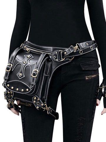 Steampunk Lolita Bag Black PU Leather Rivets PU Leather Backpack Gothic Lolita Accessories