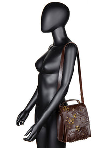 Steampunk Lolita Bag Deep Brown PU Leather Metal Details Cross-body Bag Gothic Lolita Accessories