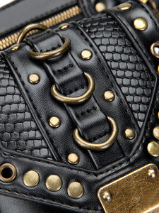Steampunk Lolita Handbag Black PU Leather Metal Details Waist Pack Gothic Lolita Accessories