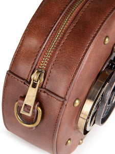 Steampunk Lolita Handbag Coffee Brown Metal Details Cross-body Bag PU Leather Lolita Bag