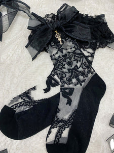Steampunk Lolita Stocking Black Lace Accessory Polyester Lace Lolita Socks