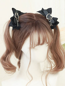 Sweet Lolita Accessories Black Chains Polyester Fiber Headwear Hearts Pattern Miscellaneous