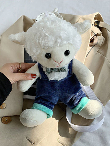 Sweet Lolita Bag Blue Short Plush Faux Suede Sheep Pattern Lolita Accessories