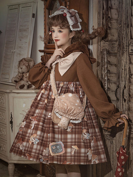 Sweet Lolita Bag Deep Brown Polyester Fiber Lolita Accessories