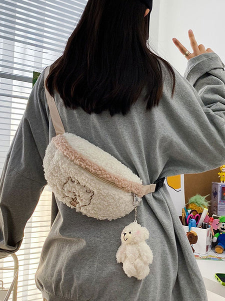 Sweet Lolita Bag Ecru White Short Plush Shoulder Bag Lolita Accessories