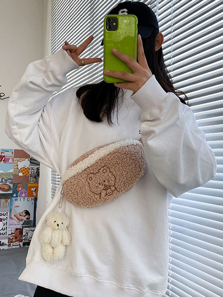 Sweet Lolita Bag Ecru White Short Plush Shoulder Bag Lolita Accessories