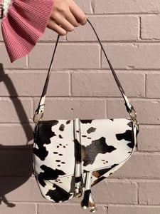 Sweet Lolita Bag White Cow Pattern PU Leather Handbag Daily Casual Lolita Accessories