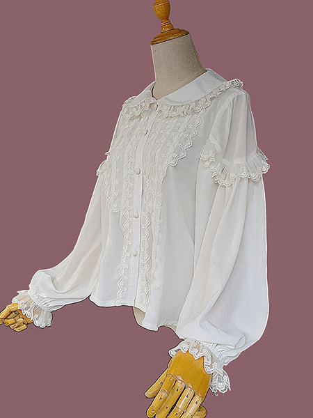 Sweet Lolita Blouses Lolita Top Infanta Long Sleeves White Lolita Shirt