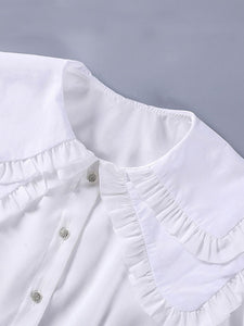 Sweet Lolita Blouses Ruffles Long Sleeves Peter Pan Collar White Lolita Shirt