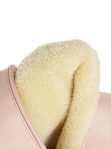 Sweet Lolita Boots Pink PU Leather Round Toe Chunky Heel Over The Knees Lolita Footwear