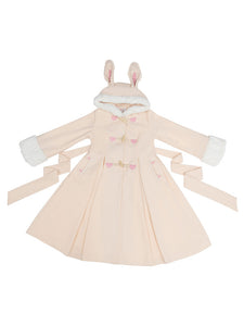 Sweet Lolita Coats Light Apricot Lace Up Bows Polyester Overcoat Winter Lolita Outwears