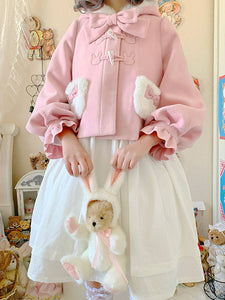 Sweet Lolita Coats Pink Ruffles Bows Polyester Bow Fall Lolita Outwears