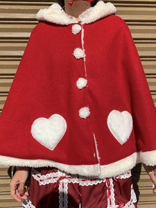 Sweet Lolita Coats Red Polyester Cloak Poncho Fall Lolita Outwears Cute Cat Ears