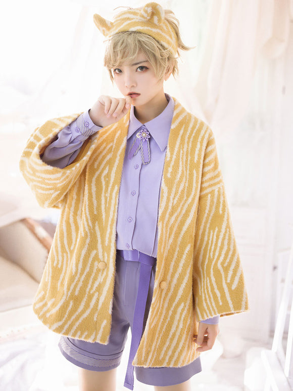 Sweet Lolita Coats Yellow Coat Tiger Print Overcoat Polyester Fall Lolita Outwears