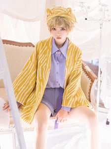 Sweet Lolita Coats Yellow Coat Tiger Print Overcoat Polyester Fall Lolita Outwears