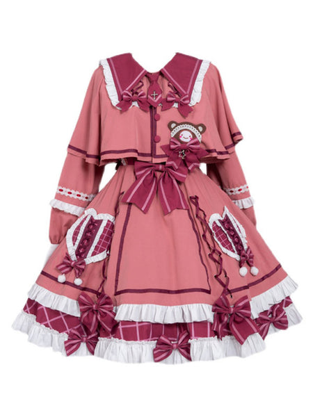 Sweet Lolita Dress Bow Polyester Long Bow Sleeves