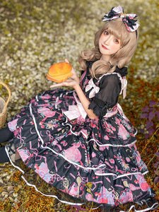 Sweet Lolita Dress Floral Print Polyester Sleeveless Dress
