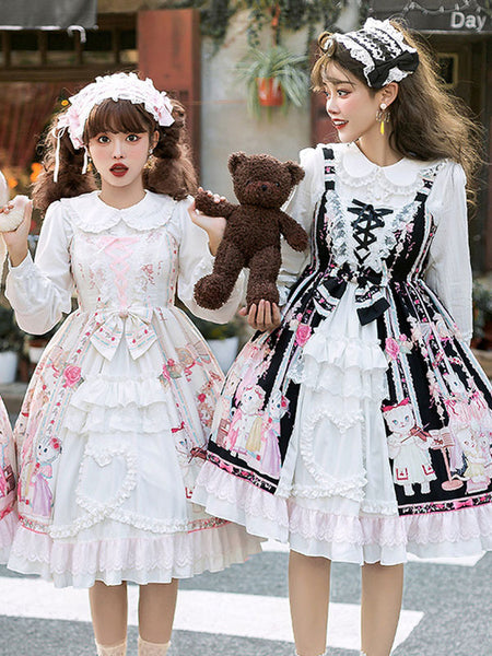 Sweet Lolita Dress Floral Print,Lace Polyester Sleeveless Dress