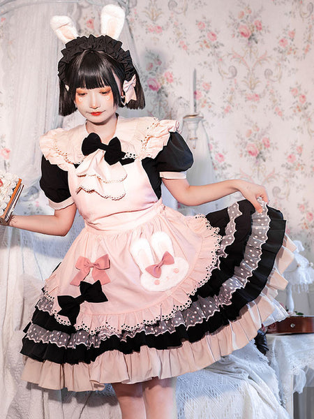 Sweet Lolita Dress Polka Dot Polyester Short Sleeves Dress