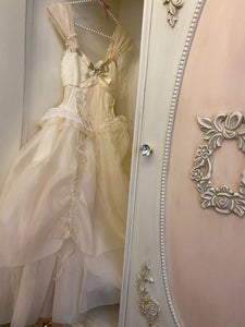 Sweet Lolita Dress Polyester Bows Sleeveless Ecru White Lolita Jumper Skirt