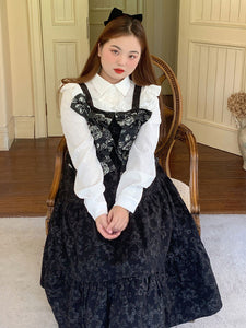 Sweet Lolita Dress Polyester Sleeveless Ruffles Black Lolita Jumper Dress