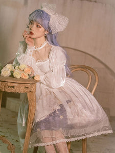 Sweet Lolita Dress Polyester Stars Long Sleeves Dress