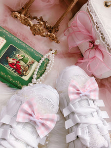 Sweet Lolita Footwear Bows Mesh Round Toe Flat White Lolita Shoes