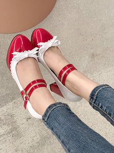 Sweet Lolita Footwear Red Round Toe PU Leather Lolita Shoes