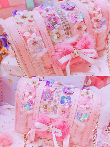 Sweet Lolita Handbag Bows Flowers PU Leather Daily Casual Lolita Shoulder Bag