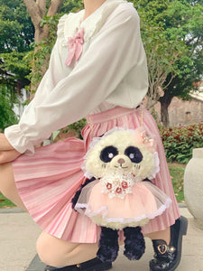 Sweet Lolita Handbag Floral Print White Bows Plush Lolita Accessories
