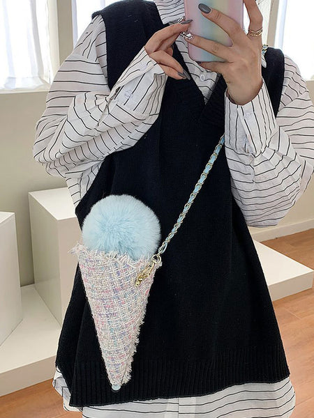 Sweet Lolita Handbag Light Sky Blue Short Plush Cross-body Bag Lolita Accessories