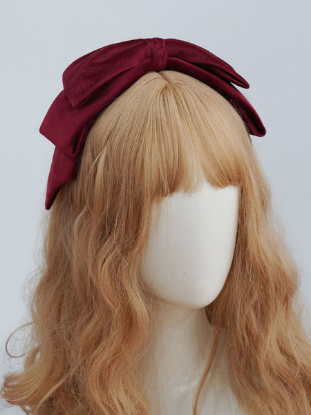 Sweet Lolita Headdress Burgundy Velour Accessory Headwear Lolita Headband
