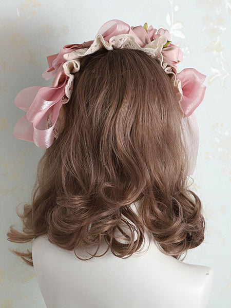 Sweet Lolita Headdress Pink Polyester Fiber Bows Bow Headwear Lolita Headband