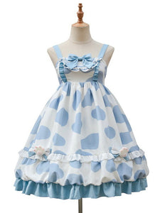 Sweet Lolita JKS Dress Polyester Sleeveless Cow Pattern Sweet Dress Lolita Jumper Skirt
