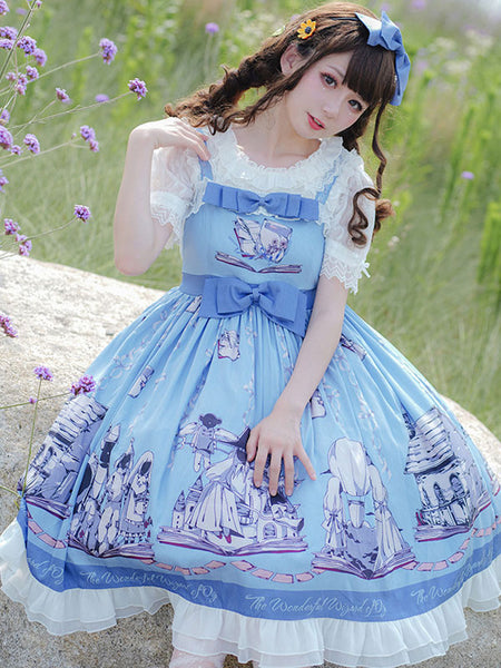 Sweet Lolita JSK Dress Baby Blue Sleeveless Lolita Jumper Skirts