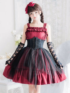 Sweet Lolita JSK Dress Black Polyester Sleeveless Dark Lolita Jumper Skirts