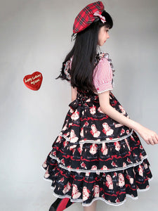 Sweet Lolita JSK Dress Black Sleeveless Lace Up Two-Tone Polyester Daily Casual Lolita Jumper Skirts