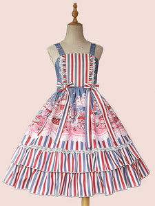 Sweet Lolita JSK Dress Fairytale Infanta Sleeveless Lace Deep Blue Lolita Jumper Skirts