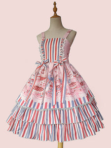 Sweet Lolita JSK Dress Fairytale Infanta Sleeveless Lace Deep Blue Lolita Jumper Skirts